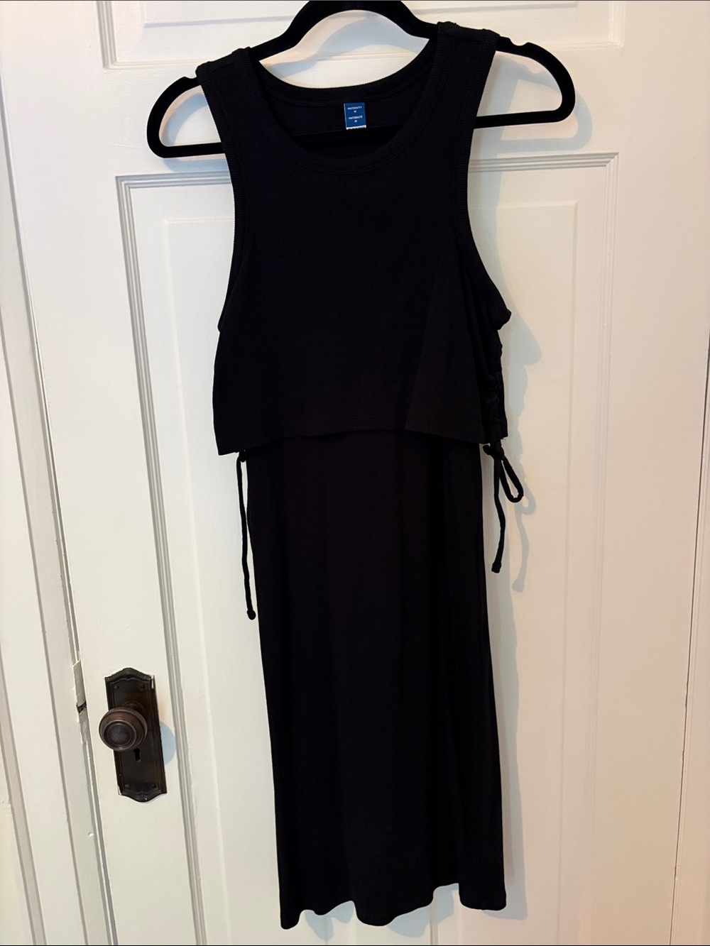 Old Navy maternity and nursing Black Sleeveless Midi Dress with Side Drawstrings